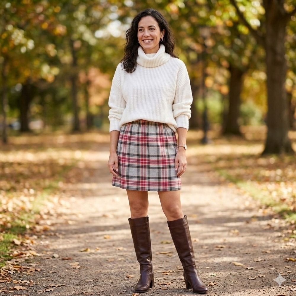 J. Crew Plaid Sidewalk Skirt Women Sz 14‎ (32" Waist) Plaid Wool Blend Academia